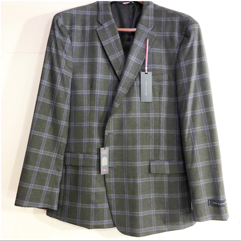 NEW Tommy Hilfiger Grey Window Pane Sport Coat 48R
